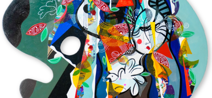 Ton visage restera gravé dans mon coeur - Acrylic on Wood - 18.5 x 23.2 in